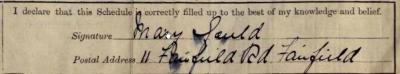 Mary Gould signature 1911 1911 Census Signature