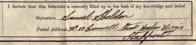 Samuel Sheldon signature 1911