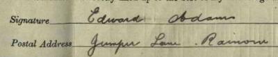 Edwin Adams signature 1911 Signature on 1911 Census Return