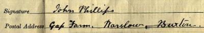 John Phillips signature 1911 Signature on 1911 Census Return