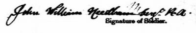 John William Needham signature 1911 Signature in 1911 on application to extend his service