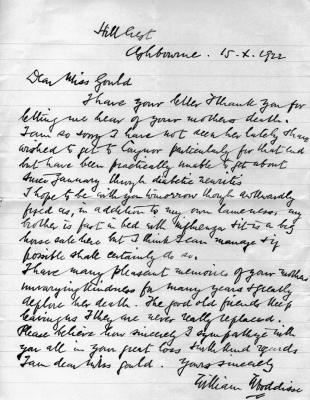William Wooddisse letter