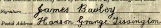 James Bailey signature 1911 Signature on 1911 Census Return (2)