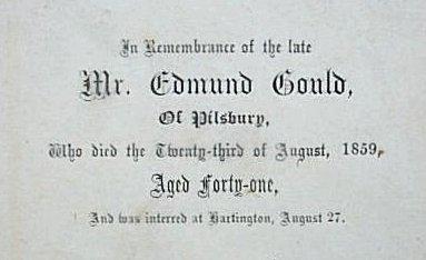 Edmund Gould Memorial Card 1859