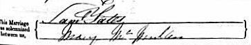 Samuel Yates signature 1858 Signature in marriage register 1858